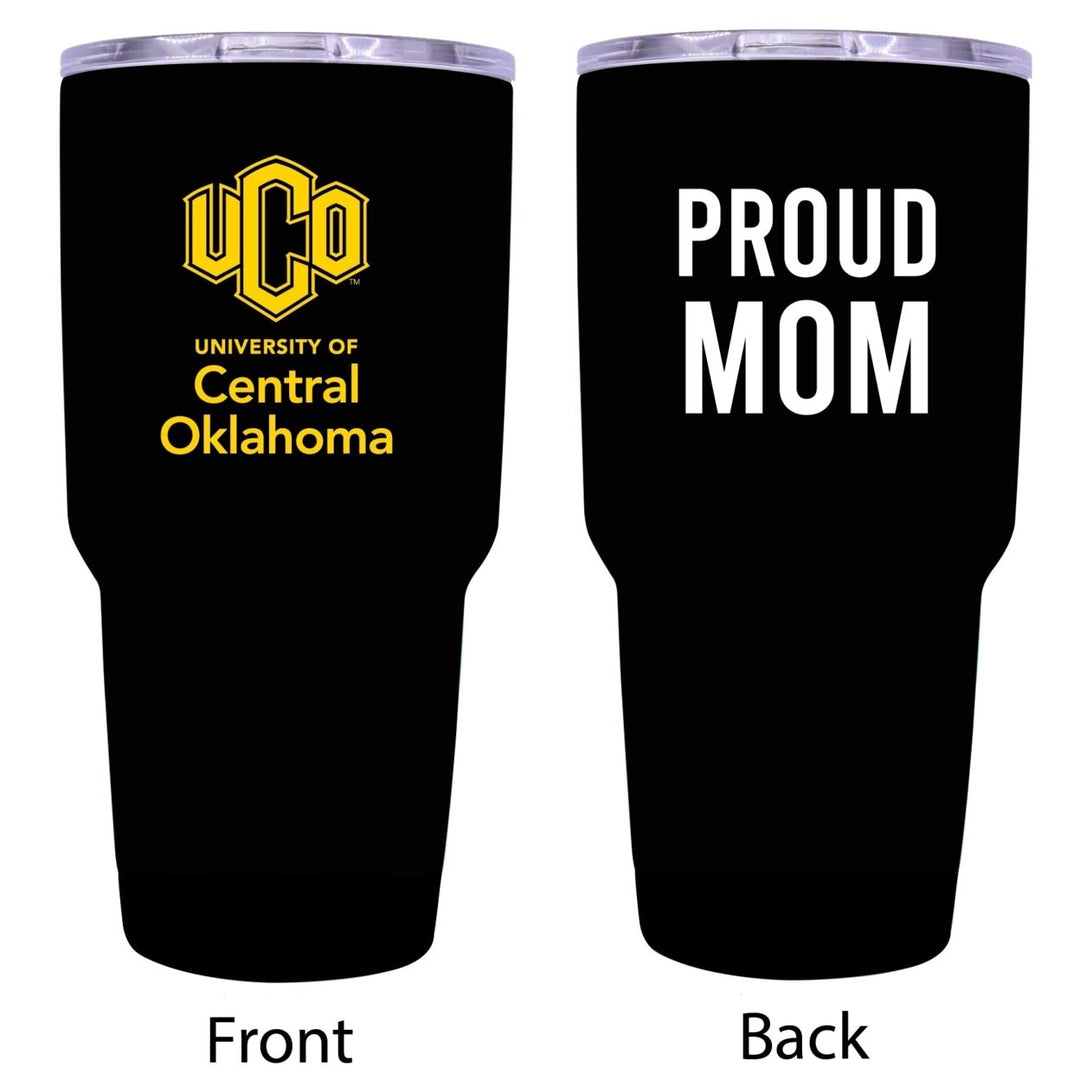 University of Central Oklahoma Bronchos NCAA Insulated Tumbler - 16oz Stainless Steel Travel Mug Proud Mom Design Black Image 1