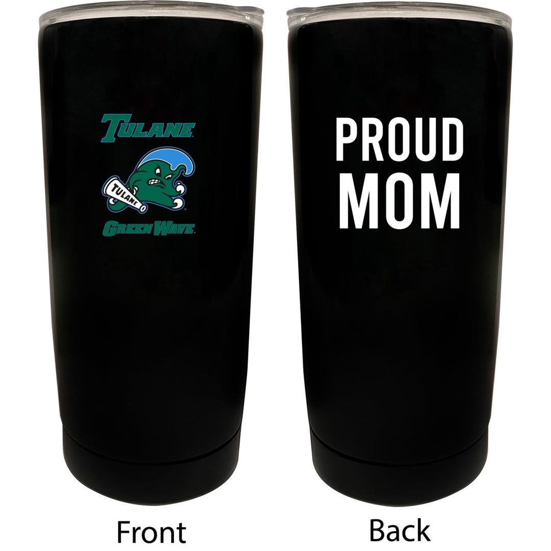 Tulane University Green Wave NCAA Insulated Tumbler - 16oz Stainless Steel Travel Mug Proud Mom Design Black Image 1