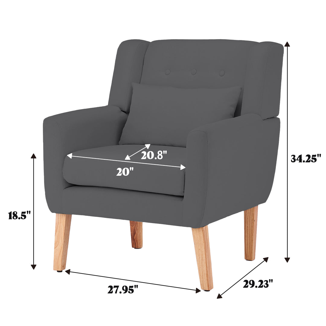 Solid Upholstered Accent Chair with Flared Armrests and Wooden Legs, Single Sofa Armchair Image 9