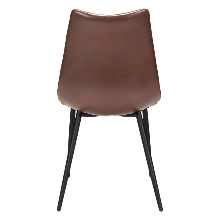 Norwich Dining Chair Set of 2 Brown Faux Leather Scoop Design Channel Tufting Image 6