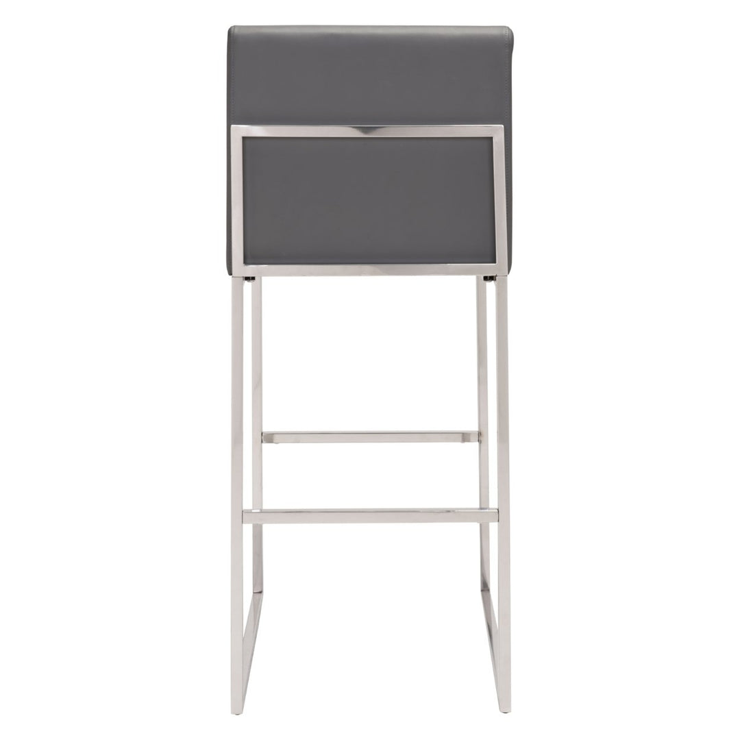 Genoa Gray Barstool Modern Faux Leather Stainless Steel Footrest Kitchen Bar Image 4