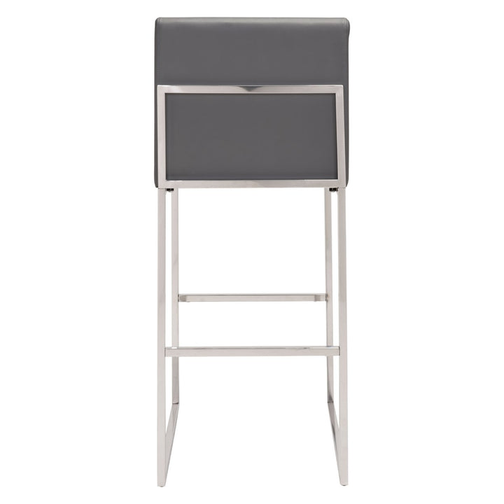 Genoa Gray Barstool Modern Faux Leather Stainless Steel Footrest Kitchen Bar Image 4