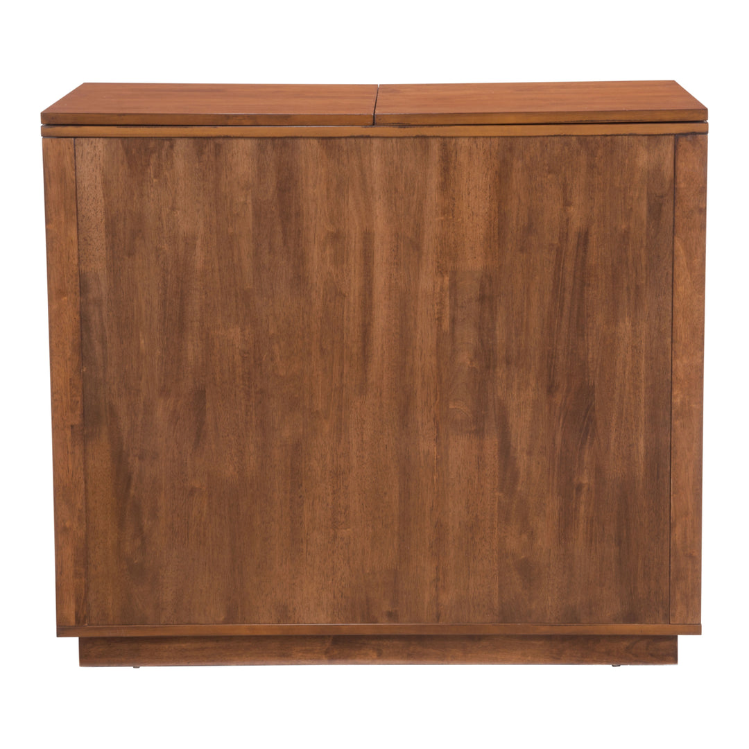 Linea Bar Cabinet Walnut Solid Fir Wood Modern Design with Wine Rack and Drawers Image 3