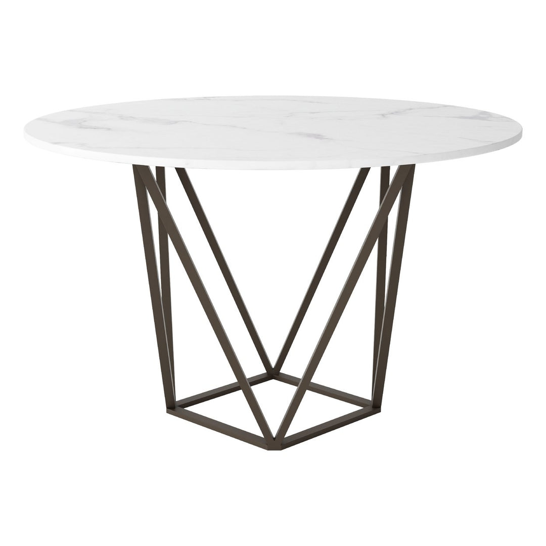 Tintern Dining Table White Round Marble Top Antique Bronze Base Seats 4 Small Space Image 3