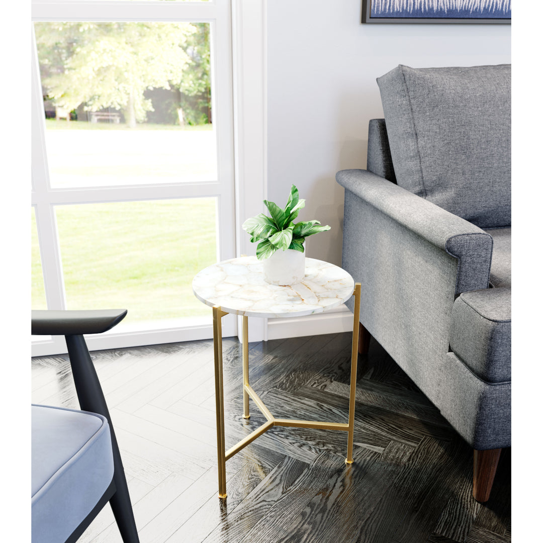 Haru Side Table White and Gold Image 7