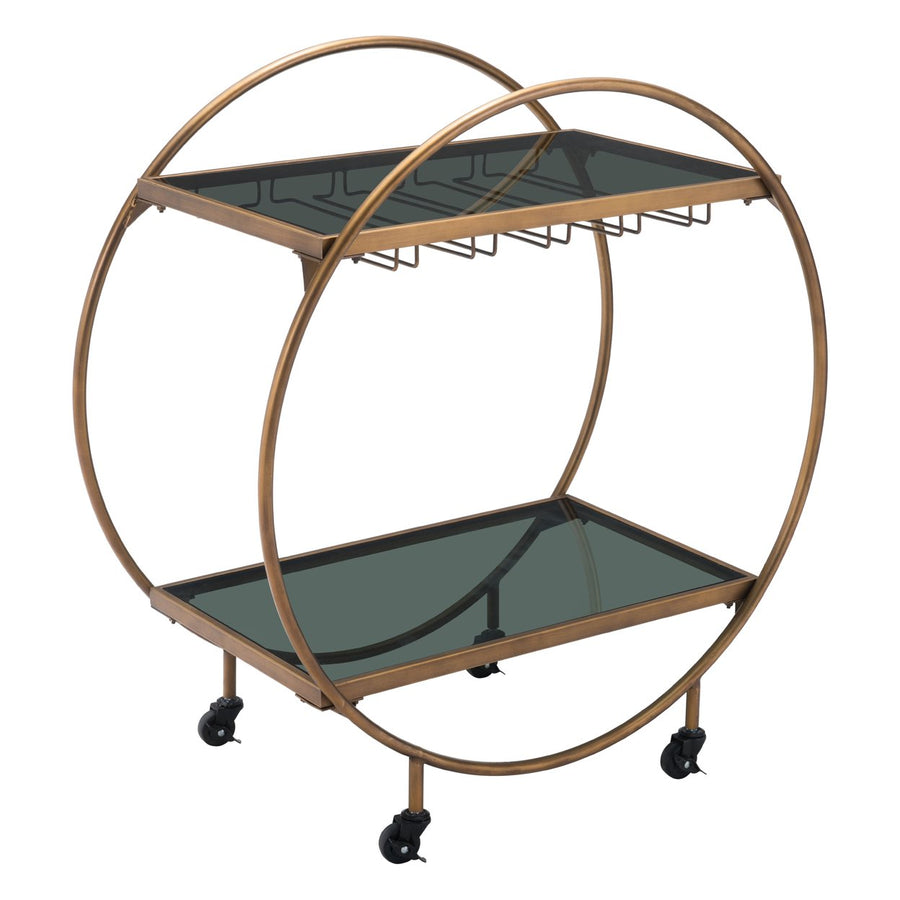 Arc Bar Cart Brass and Black Image 1