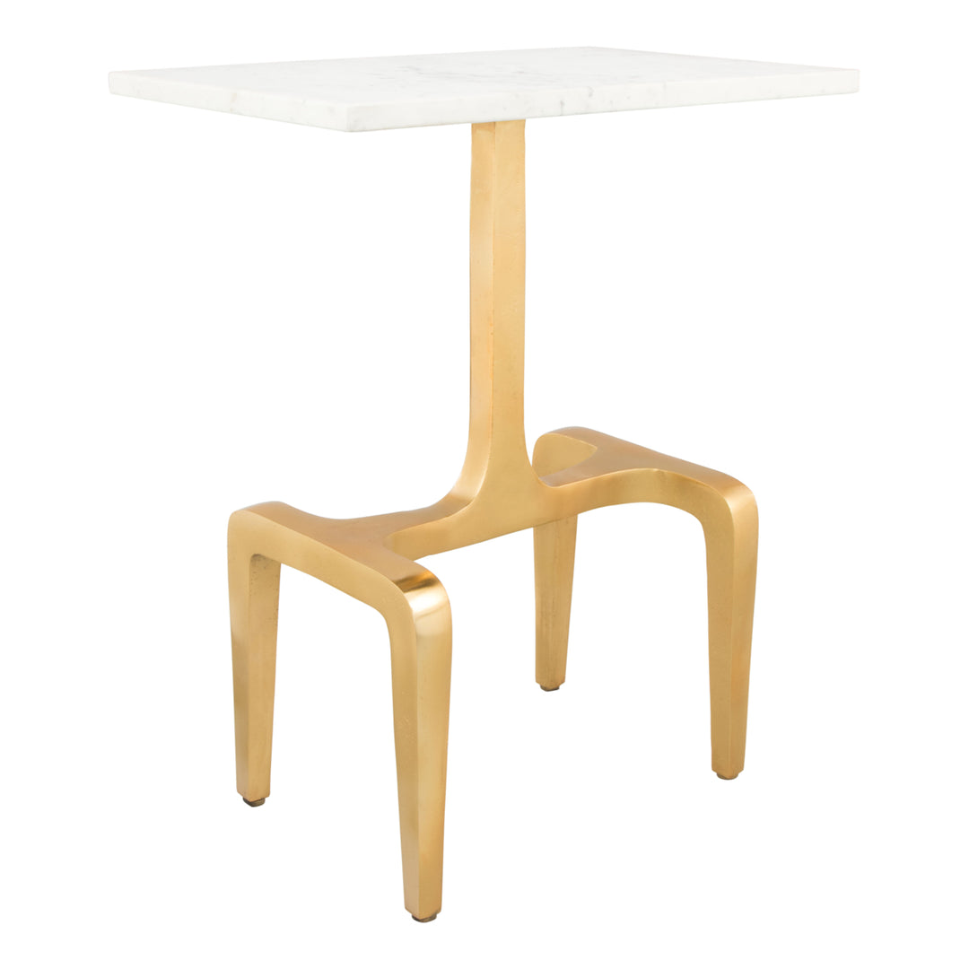 Clement Side Table White and Gold Image 1