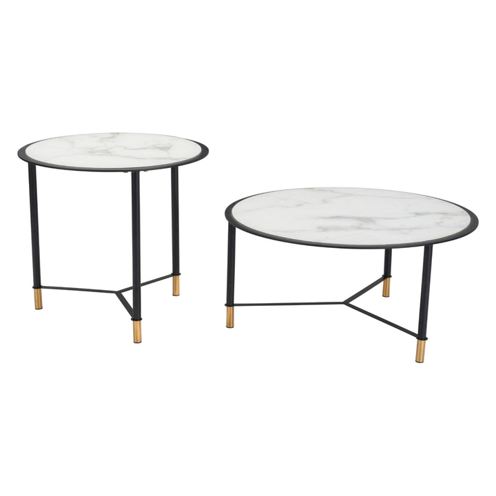 Davis Coffee Table Set (2-Piece) White and Black Image 1