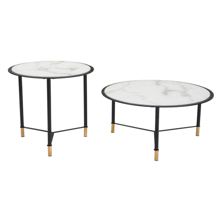 Davis Coffee Table Set (2-Piece) White and Black Image 2