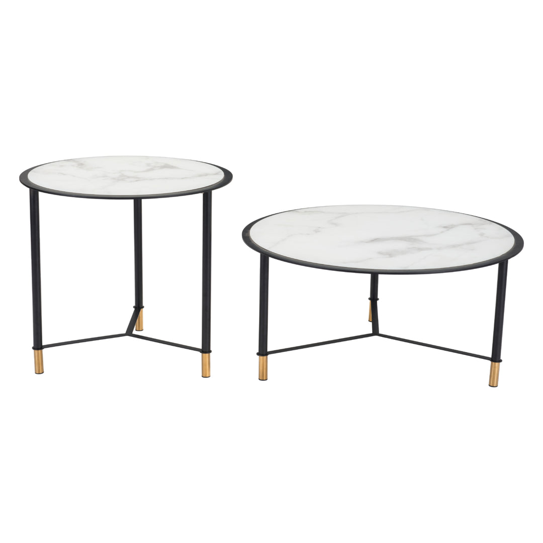 Davis Coffee Table Set (2-Piece) White and Black Image 3