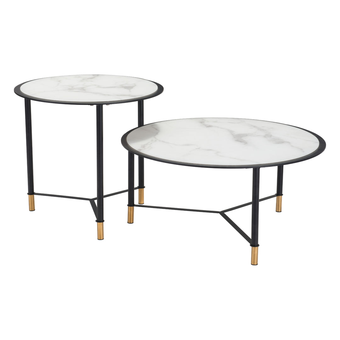 Davis Coffee Table Set (2-Piece) White and Black Image 4