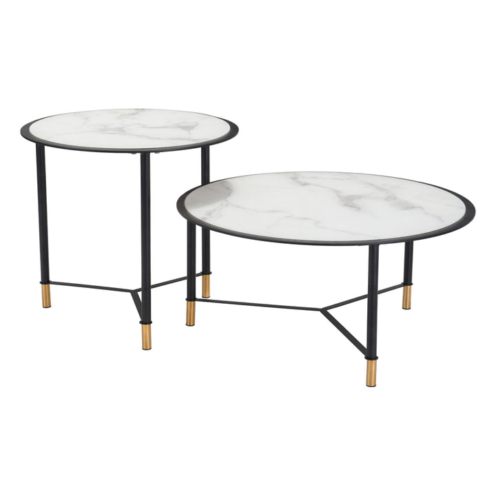 Davis Coffee Table Set (2-Piece) White and Black Image 4