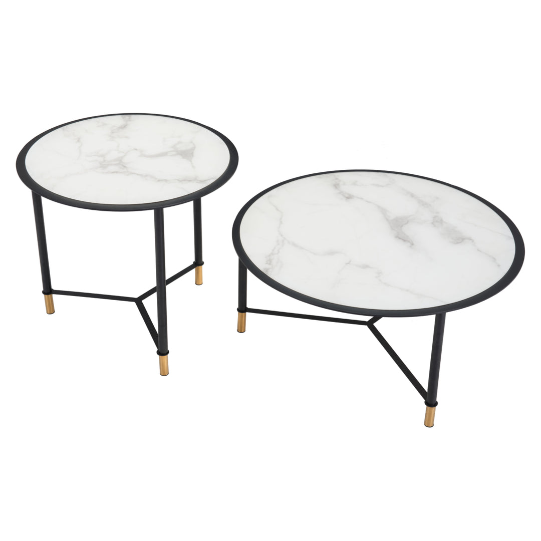 Davis Coffee Table Set (2-Piece) White and Black Image 5