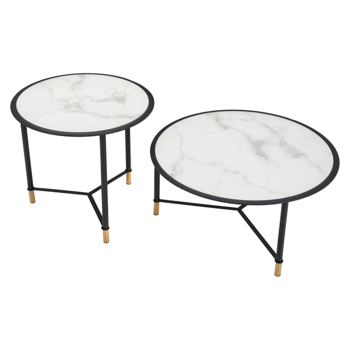 Davis Coffee Table Set (2-Piece) White and Black Image 5