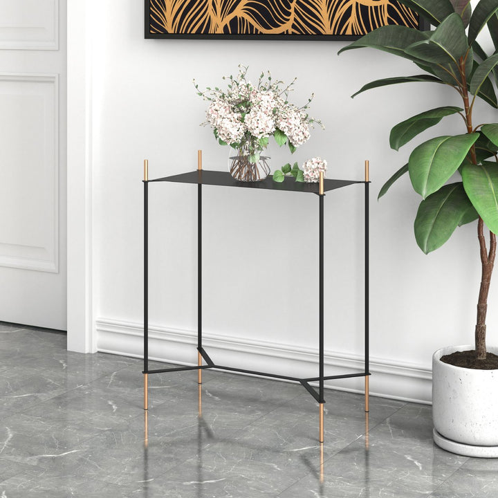 Austin Side Table in Black and Gold Modern Design Storage for Living Room Entryway Image 6