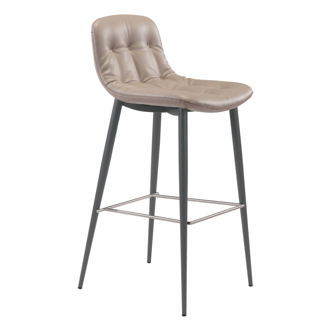 Tangiers Barstool Set of 2 Ergonomic Tufted Kitchen Seat with Pencil Legs Image 1