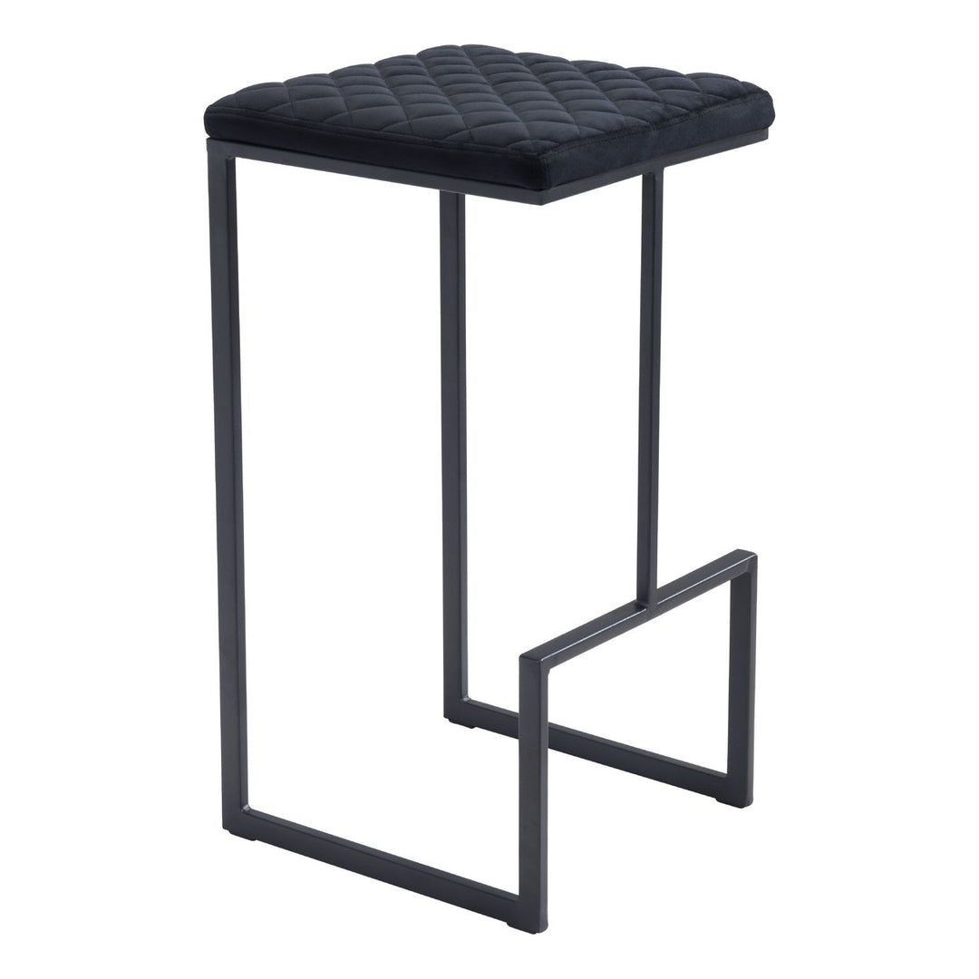 Element Barstool Black Soft Fabric Modern Minimalist Footrest Indoor Seating Image 1