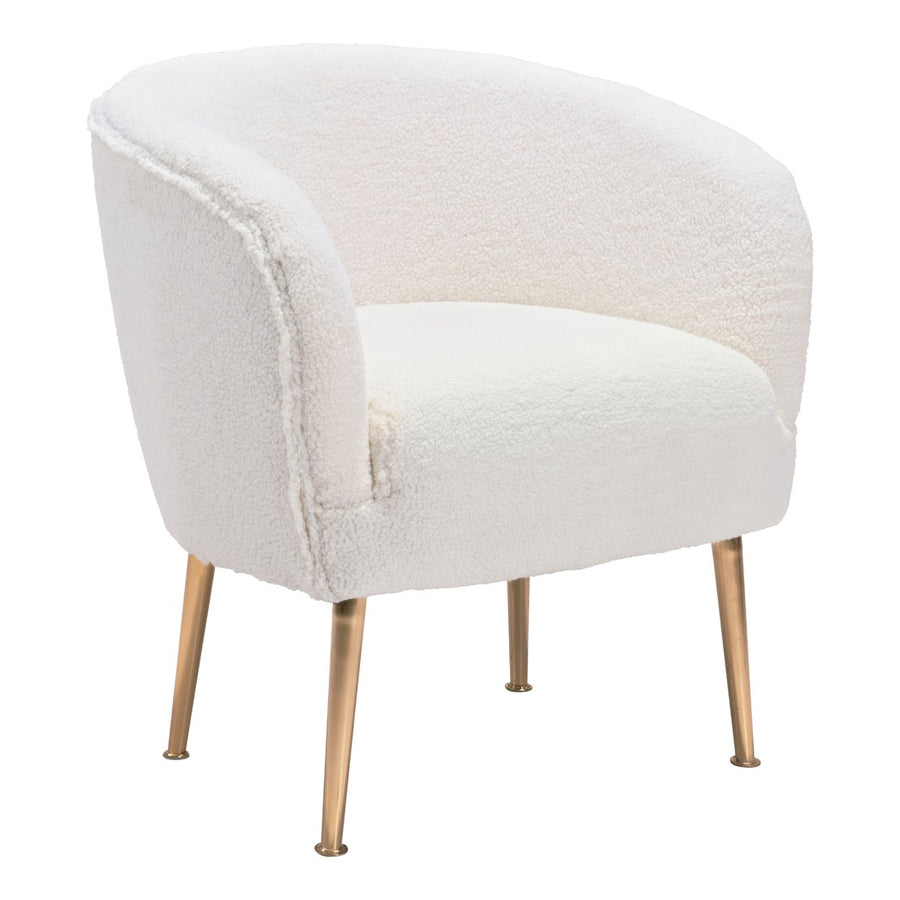 Sherpa Accent Chair Beige and Gold Image 1