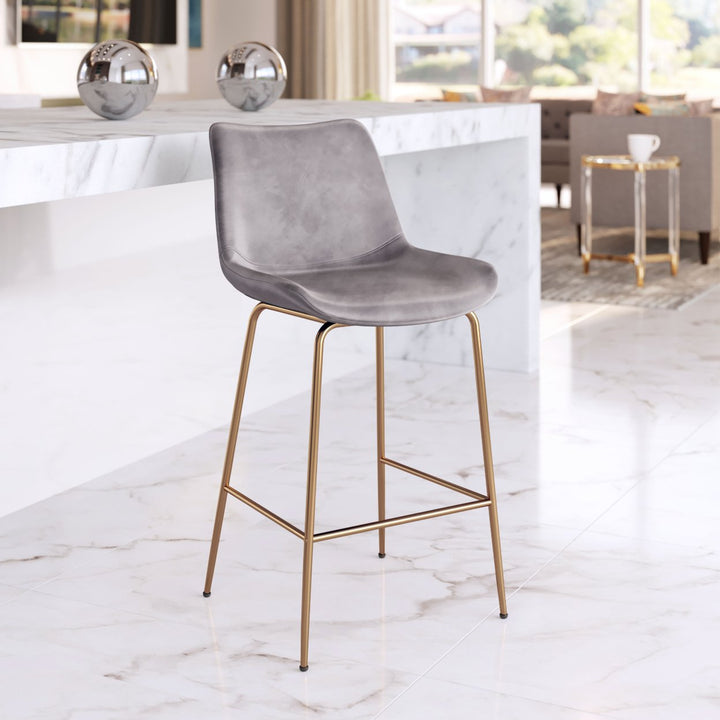 Tony Counter Stool Gold Velvet Firm Seat Modern Bar Kitchen Seating 24 Inch Image 1