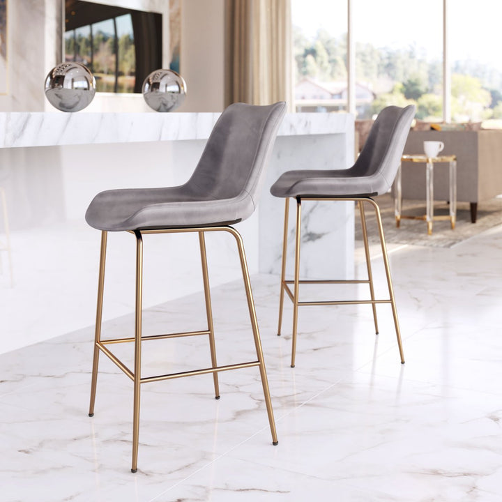 Tony Counter Stool Gold Velvet Firm Seat Modern Bar Kitchen Seating 24 Inch Image 2