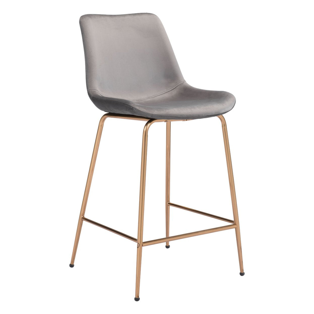 Tony Counter Stool Gold Velvet Firm Seat Modern Bar Kitchen Seating 24 Inch Image 3