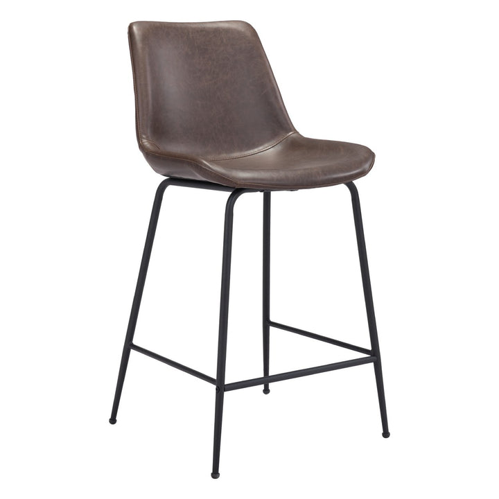 Byron Counter Stool Mid Century Modern Vinyl Matte Black Steel Frame 24 Inch Image 1