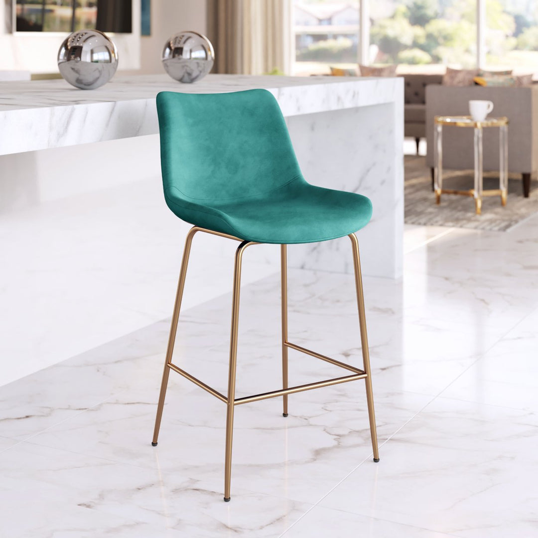 Tony Counter Stool Gold Velvet Firm Seat Modern Bar Kitchen Seating 24 Inch Image 9