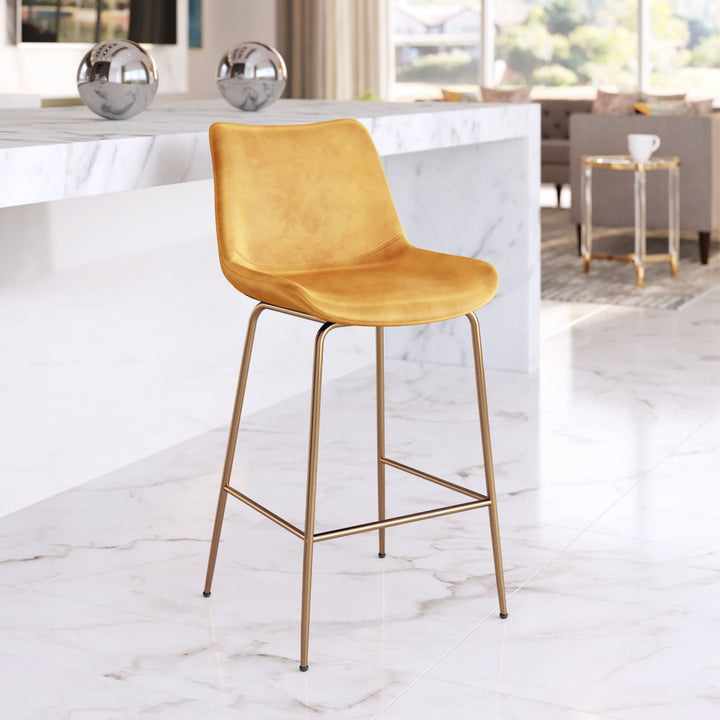 Tony Counter Stool Gold Velvet Firm Seat Modern Bar Kitchen Seating 24 Inch Image 10