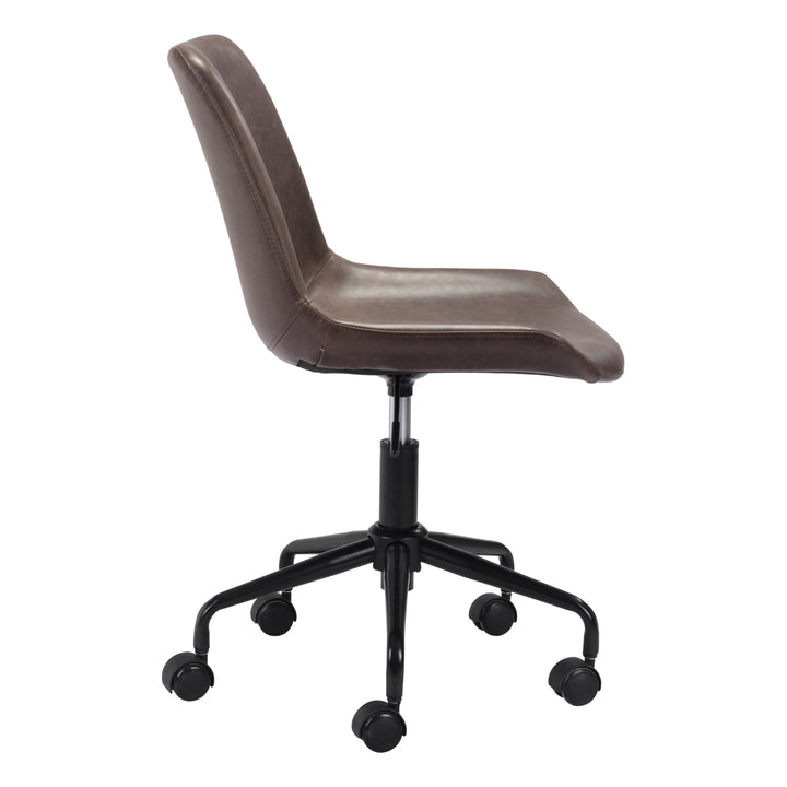 Byron Office Chair Mid Century Modern Matte Black Vinyl Accent Solid Steel Frame Image 4