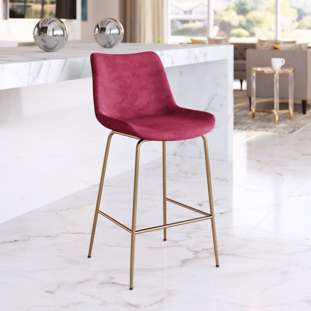 Tony Counter Stool Gold Velvet Firm Seat Modern Bar Kitchen Seating 24 Inch Image 11