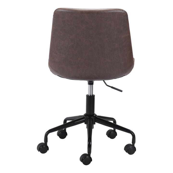 Byron Office Chair Mid Century Modern Matte Black Vinyl Accent Solid Steel Frame Image 6