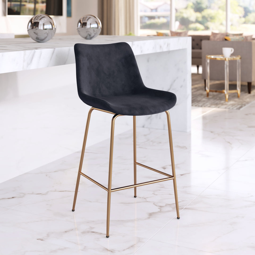 Tony Counter Stool Gold Velvet Firm Seat Modern Bar Kitchen Seating 24 Inch Image 12