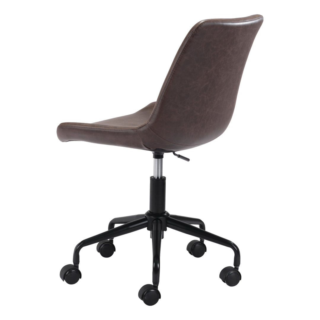 Byron Office Chair Mid Century Modern Matte Black Vinyl Accent Solid Steel Frame Image 7