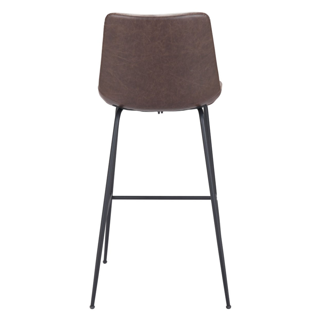 Byron Barstool Mid Century Modern Matte Black Steel Frame Vinyl Covering Image 6