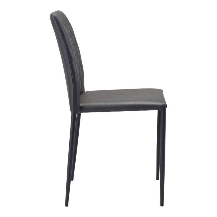 Harve Dining Chair Set of 2 Black Vinyl Steel Base Modern Glam Urban Decor Image 5