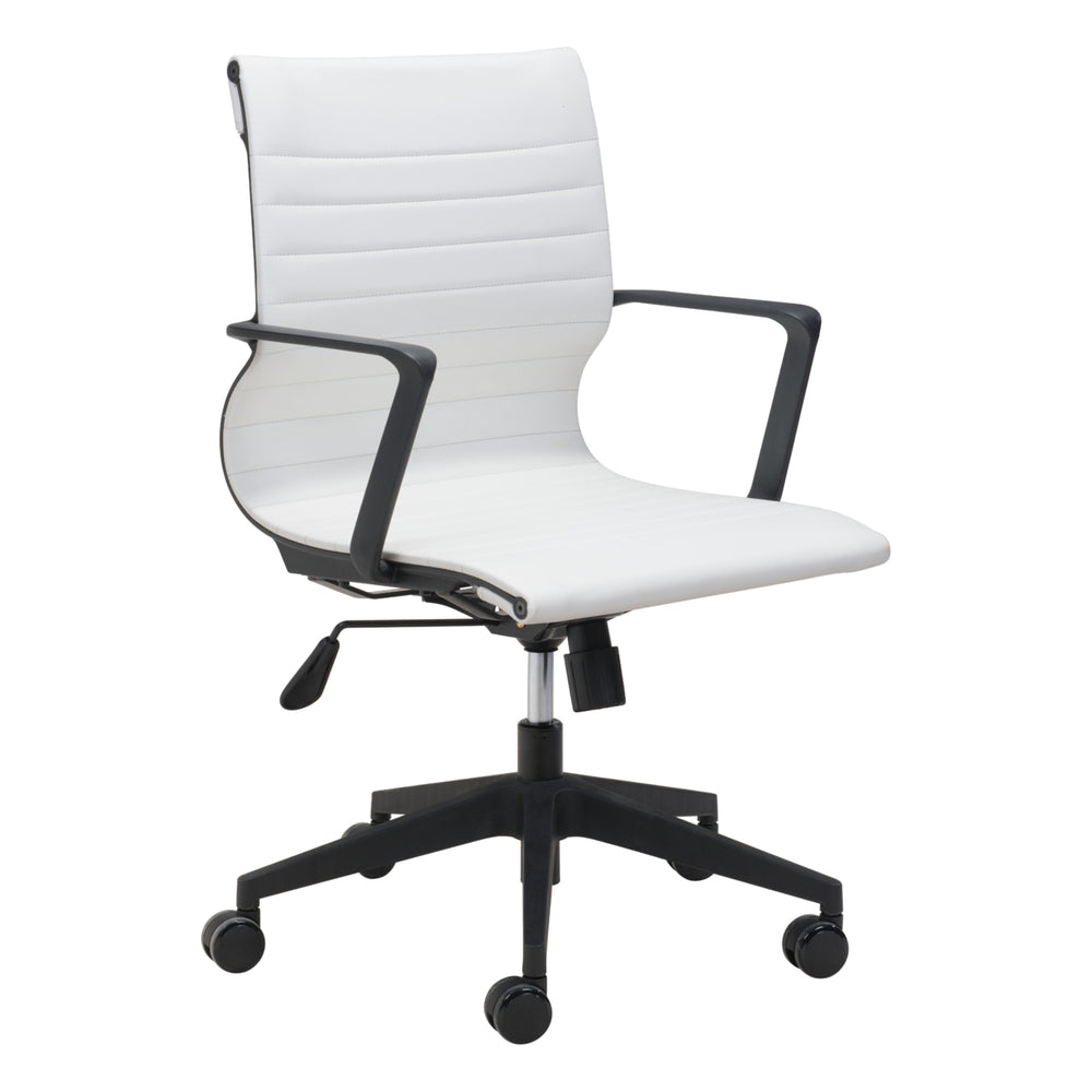 Stacy Office Chair Rolling Base with Armrests Polyurethane Mesh Mid-Century Design Image 2