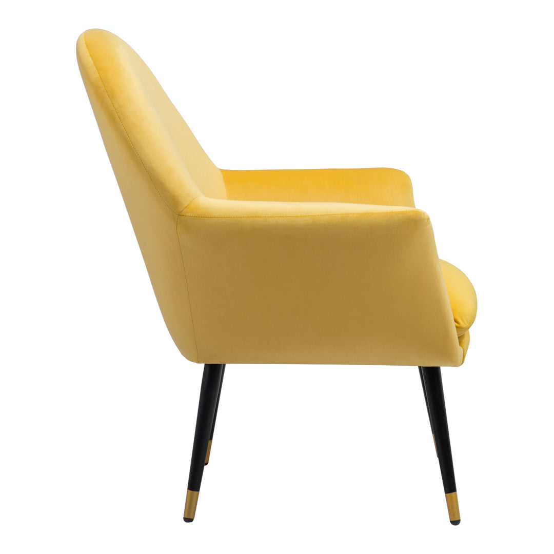 Alexandria Accent Chair Yellow Boho Chic Polyester Steel Legs Deco Retro Image 2