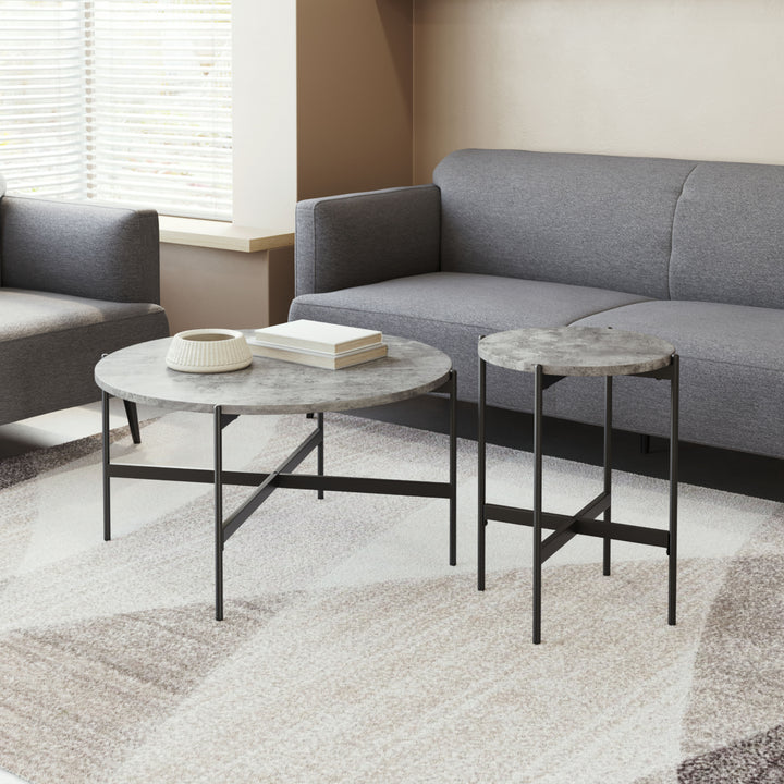 Malo Coffee Table Set (2-Piece) Gray and Black Image 11