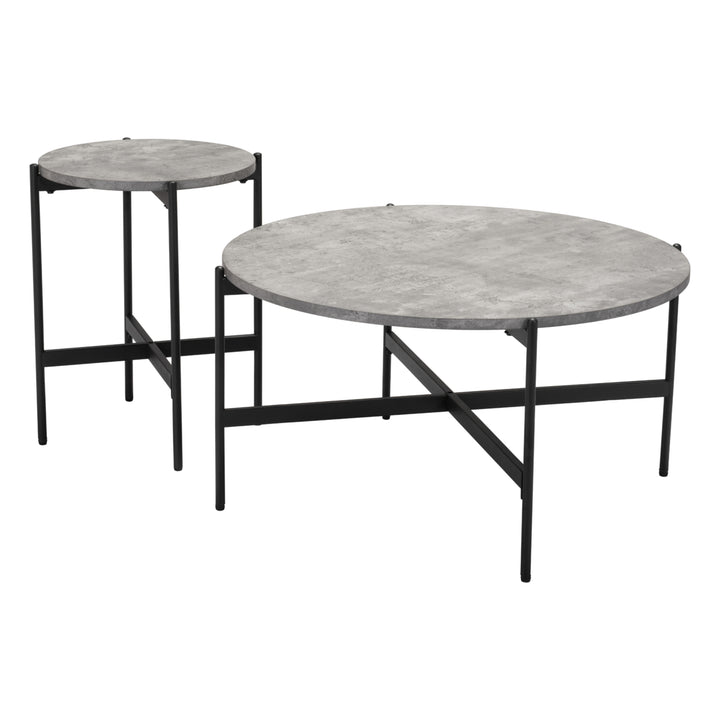 Malo Coffee Table Set (2-Piece) Gray and Black Image 1