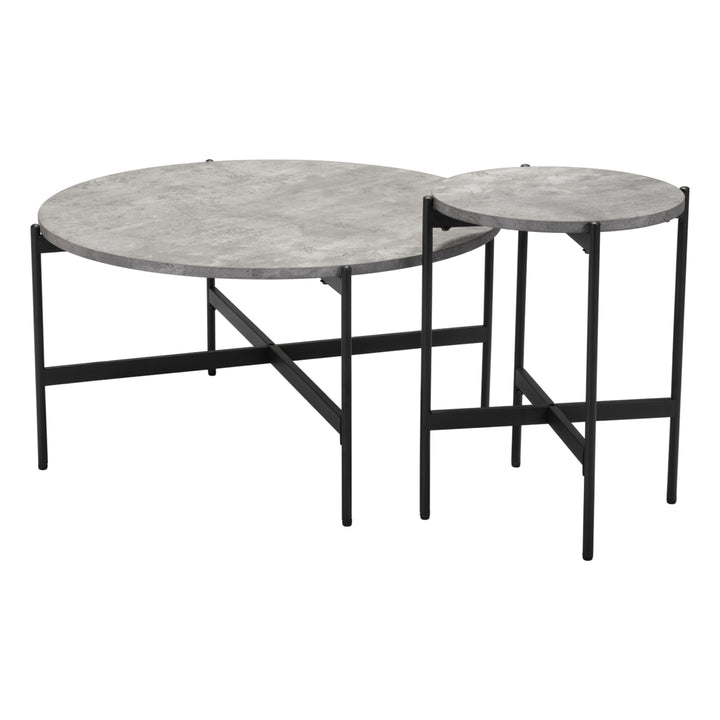 Malo Coffee Table Set (2-Piece) Gray and Black Image 2