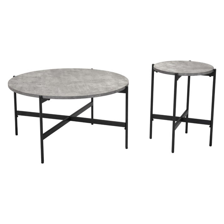 Malo Coffee Table Set (2-Piece) Gray and Black Image 3