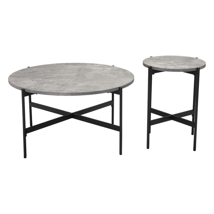 Malo Coffee Table Set (2-Piece) Gray and Black Image 4