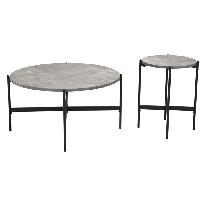 Malo Coffee Table Set (2-Piece) Gray and Black Image 5