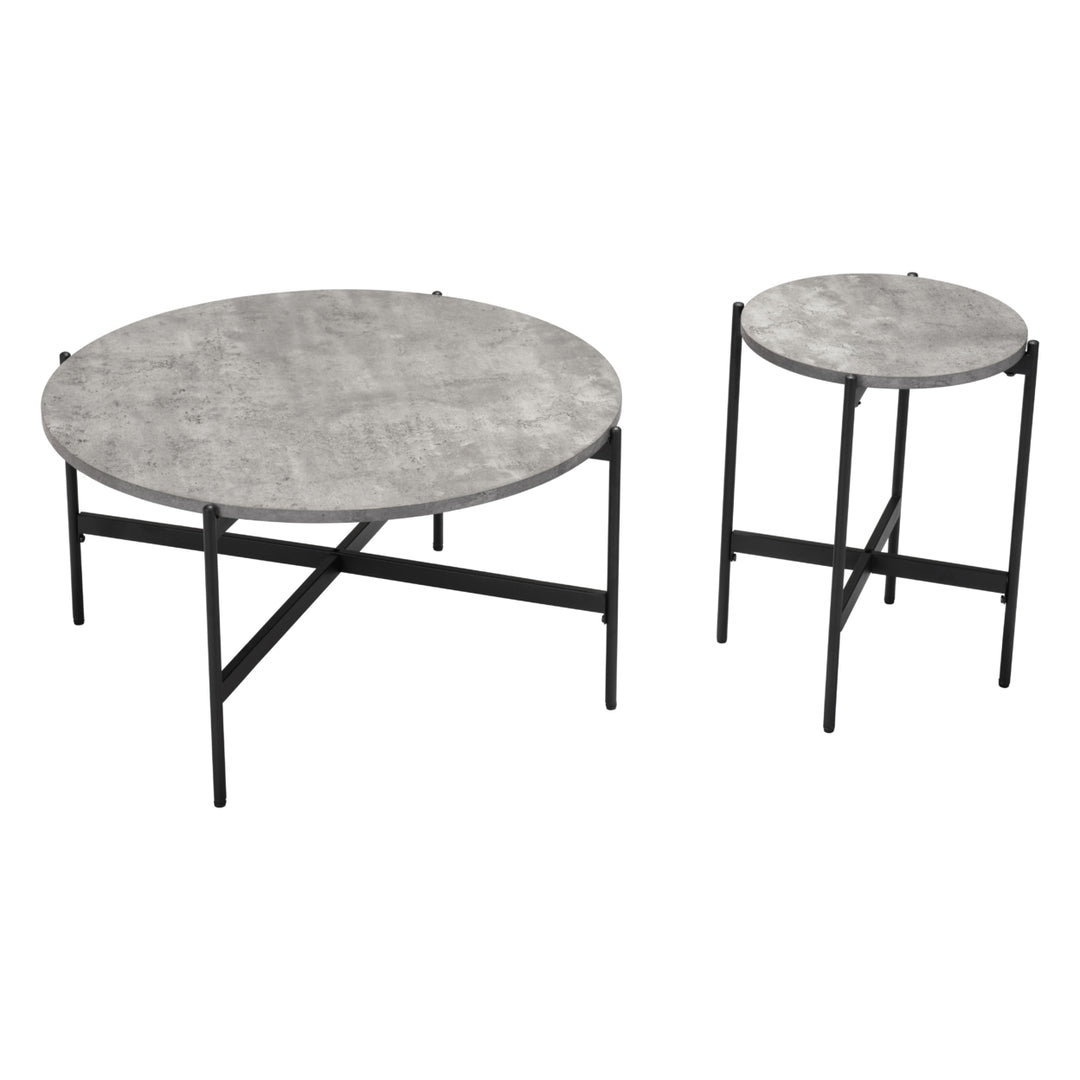 Malo Coffee Table Set (2-Piece) Gray and Black Image 6