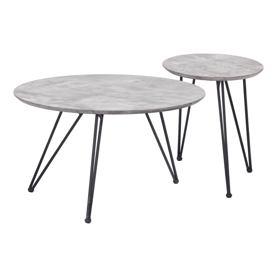 Kerris Coffee Table Set (2-Piece) Gray and Black Image 1