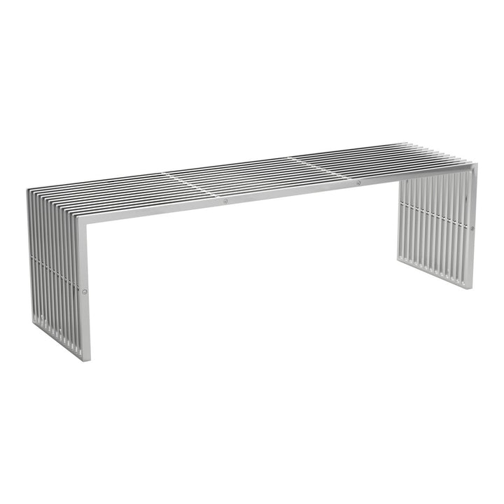 Tania Bench Silver Steel Frame Modern Minimalist Furniture Entryway Image 1