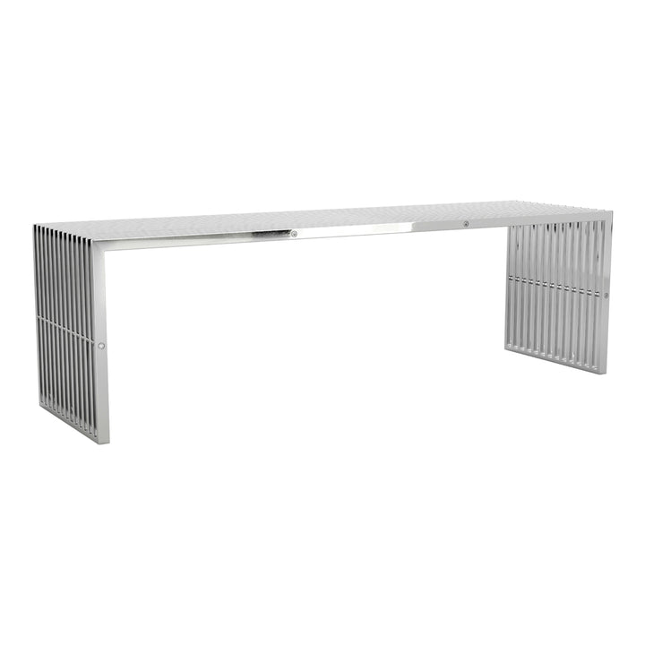 Tania Bench Silver Steel Frame Modern Minimalist Furniture Entryway Image 4