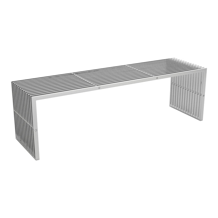 Tania Bench Silver Steel Frame Modern Minimalist Furniture Entryway Image 5