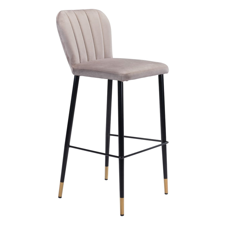 Manchester Barstool Set of 2 Gray Steel Base Counter Stool with Upholstered Seat Image 1