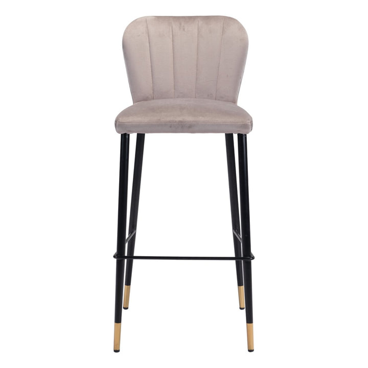 Manchester Barstool Set of 2 Gray Steel Base Counter Stool with Upholstered Seat Image 3